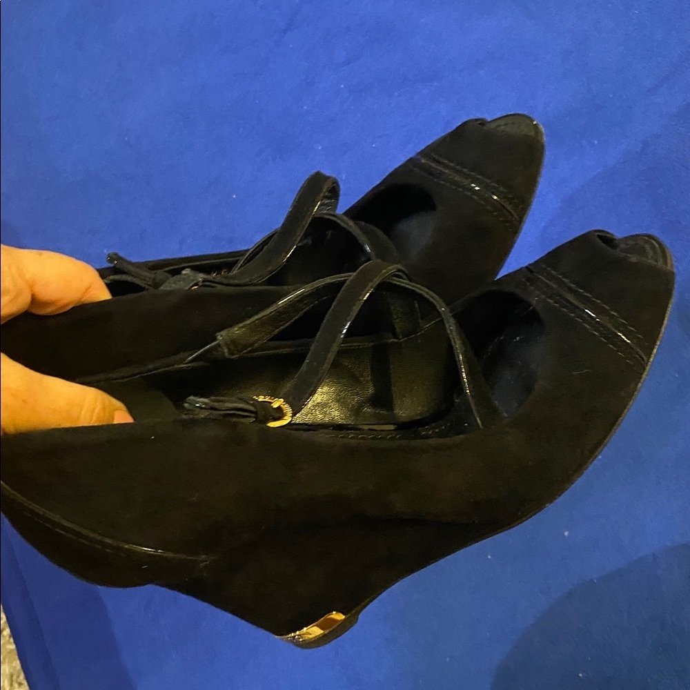 Louis Vuitton Black Peep-Toe Heels 37.5 - Picture 1 of 9